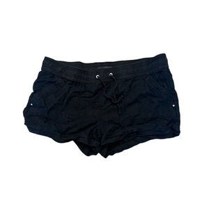 DYNAMITE Black Linen Blend Drawstring Elastic Waist Mini Short L
